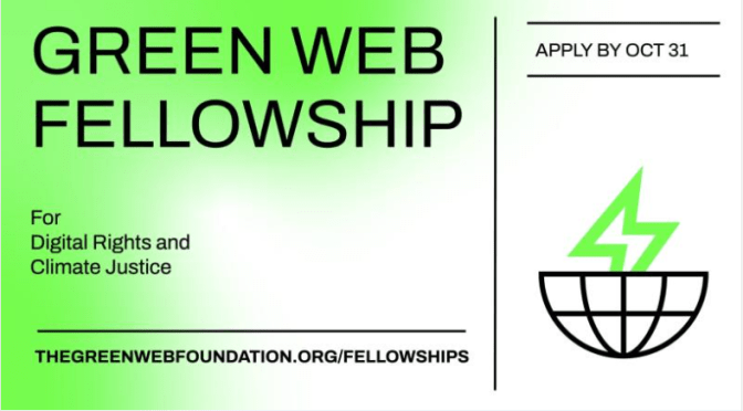 CALL FOR APPLICATIONS: GREEN WEB FELLOWSHIP